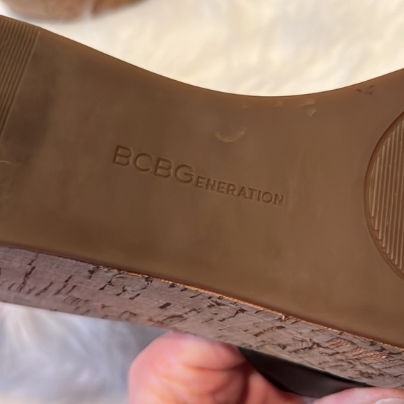 𝅺BCBGENERATION DOREENA Cork Wedge Platform Slides Women's Size 9 - Picture 12 of 14